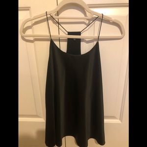 Black satin racerback blouse
